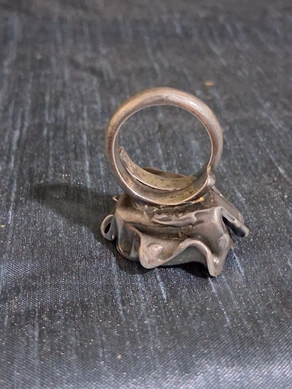 Handcrafted Silver Flower Ring with Orange Carnelian Stone Georg Jensen Style - Picture 7 of 8